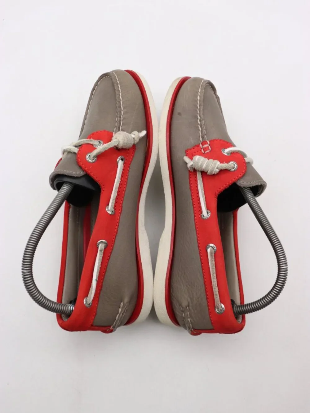 Sperry Gold Cup 2 Eye Boat Shoes Mens Size 7 Gray Red Leather Deck Casual